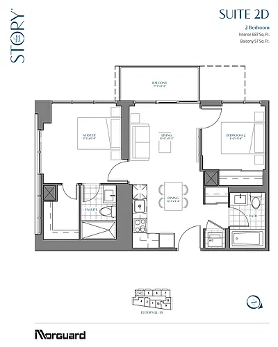 Floor plan 2 Bedroom, 2 Bathroom 2 Bed 2 Bath 13