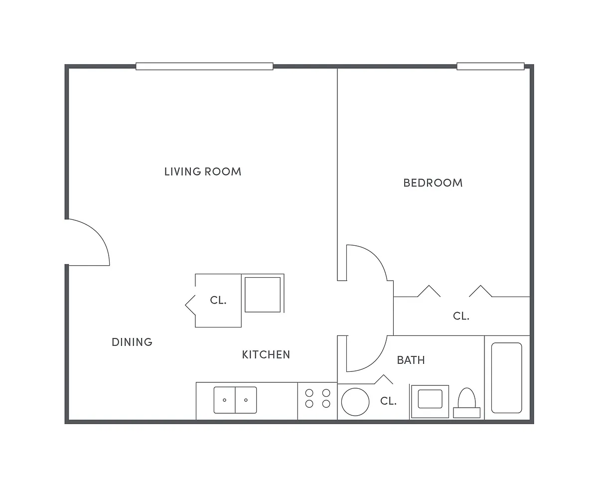 Floor plan 1 BR, 1 BA- Upgrade
