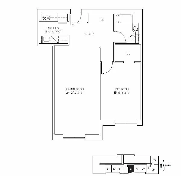 Floor plan ROOSEVELT HOUSE - 1 Bedroom One Bathroom