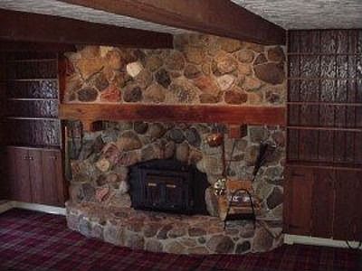 Stone fireplace