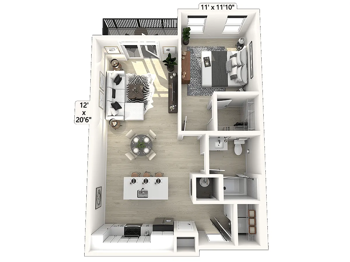 Floor plan A11 - 1 Bedroom 1 Bathroom