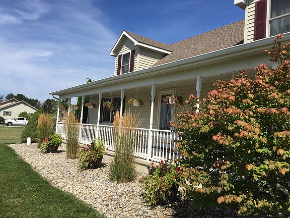 Large, freshly painted porch