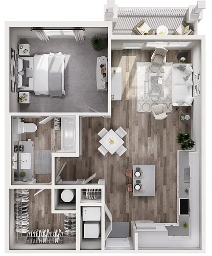 Floor plan 1BR 1BA (797 SF)