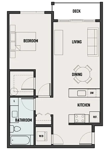 Floor plan 1 Bed 1 Bath B - The Woods