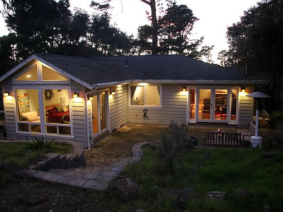 Back patio and stairs leading to back yard