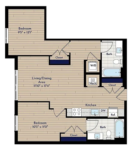 Floor plan A 2BR-H