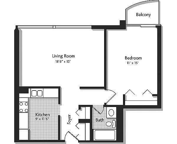 Floor plan 1K