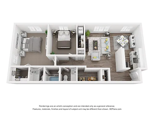 Floor plan 2 Bed, 1.5 Bath - Premium