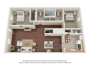 Floor plan 2 Bedroom 1.5 Bath