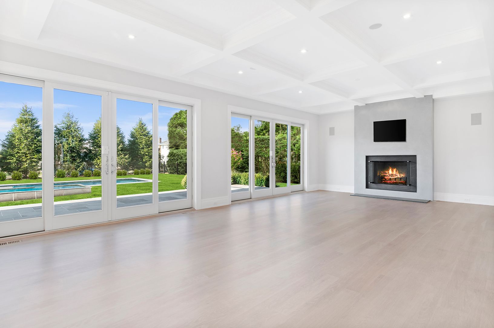  Walls of Glass and Fireplace with Venetian Plaster