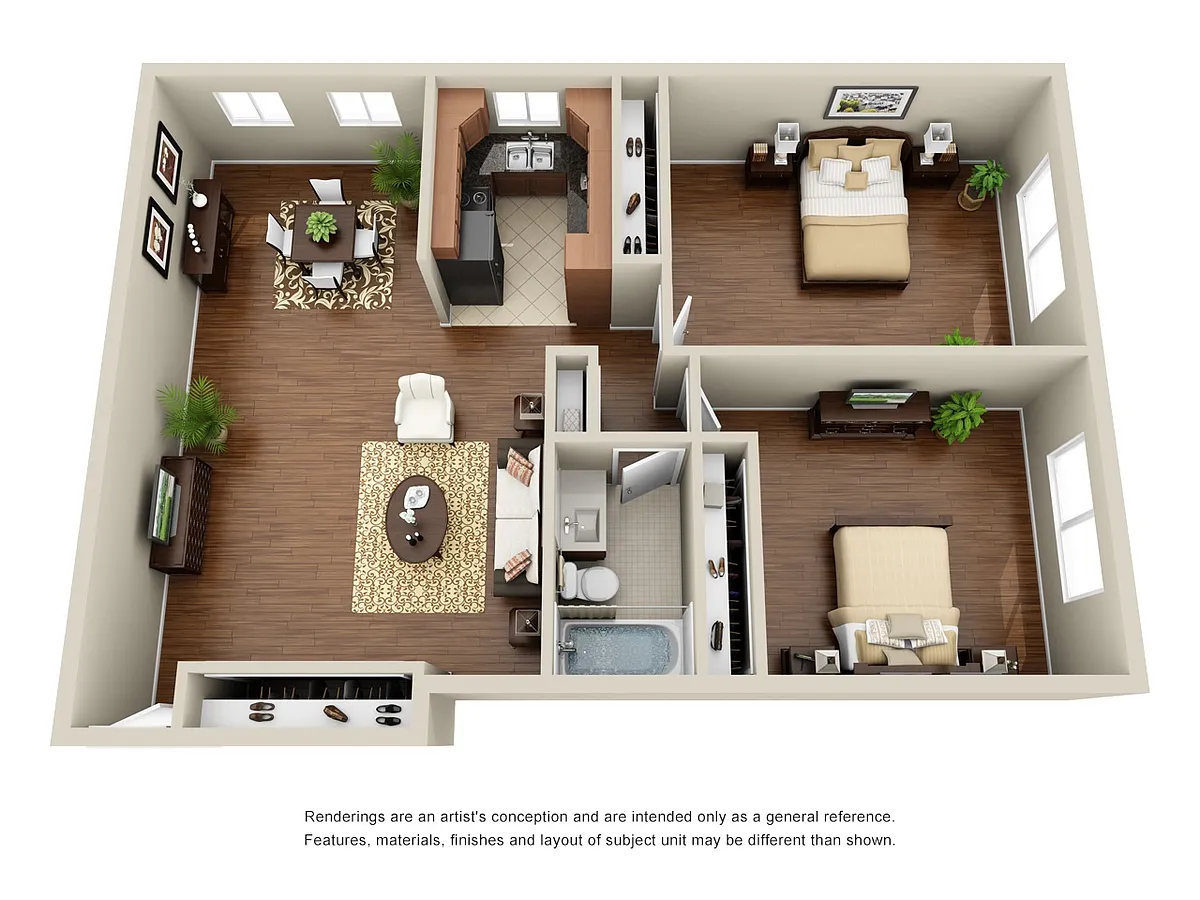 Floor plan 2 Bedroom 1 Bath