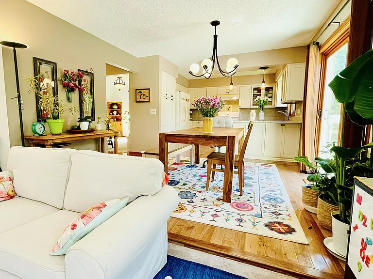 Kitchen + Dining + Living + Office. Open Floor View.