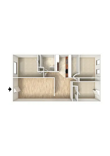 Floor plan 3-Bedroom Patio Unfurnished
