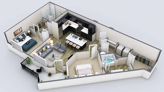 Floor plan Two-Bedroom Apartment (B4)