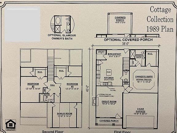 Floor plan features 3 bedrooms with the primary down and a bonus room. 2.5 bathrooms.