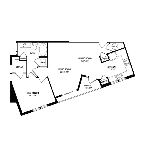 Floor plan 1 Bedroom, 1 Bath 823 SF A9