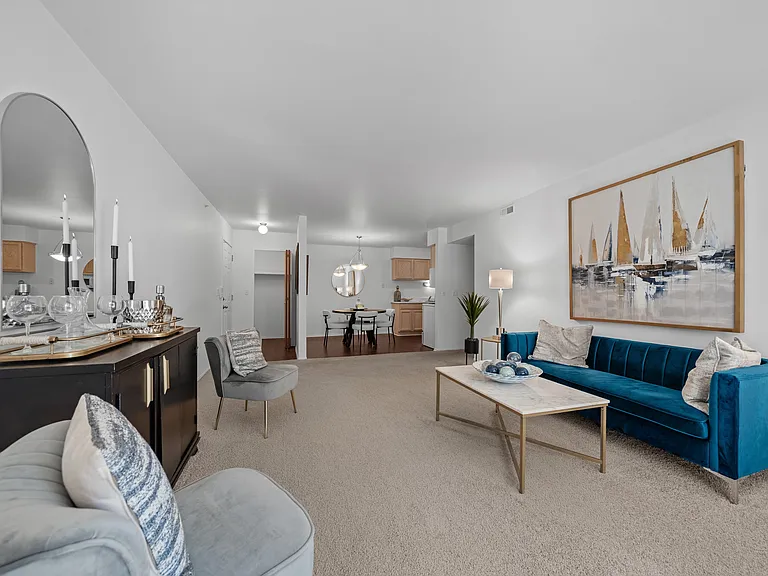 Spacious Living room at Prentiss Pointe Apartments in Harrison Township