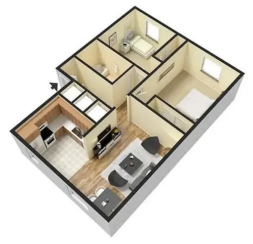 Floor plan 2 Bed 1 Bath