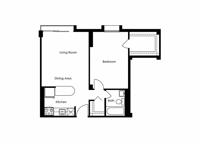 Floor plan 1 Bedroom 1 Bath Floor Plan