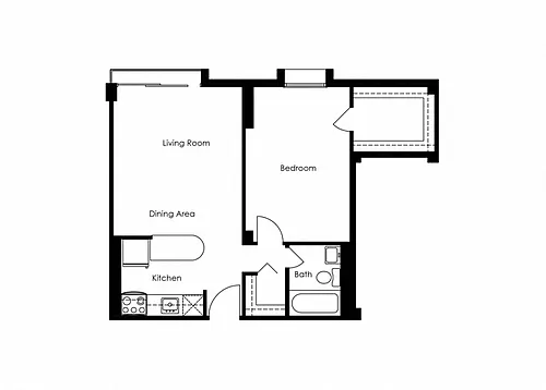 Floor plan 1 Bedroom 1 Bath Floor Plan