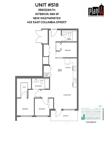 Floor plan Condos 3 Bed 2 Bath
