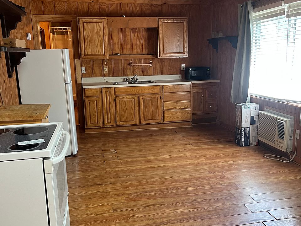 Kitchen and part of living room in barn apartment