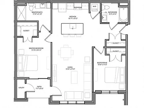 Floor plan Two Bedroom - B1