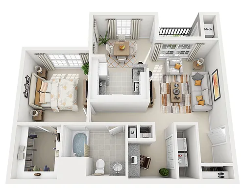 Floor plan One Bedroom A1D