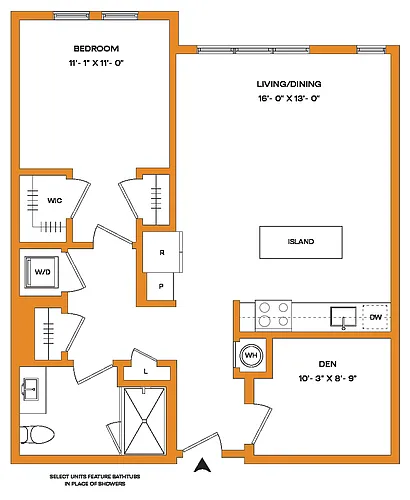 Floor plan 1 Bed/1 Bath Den-A12 Mason