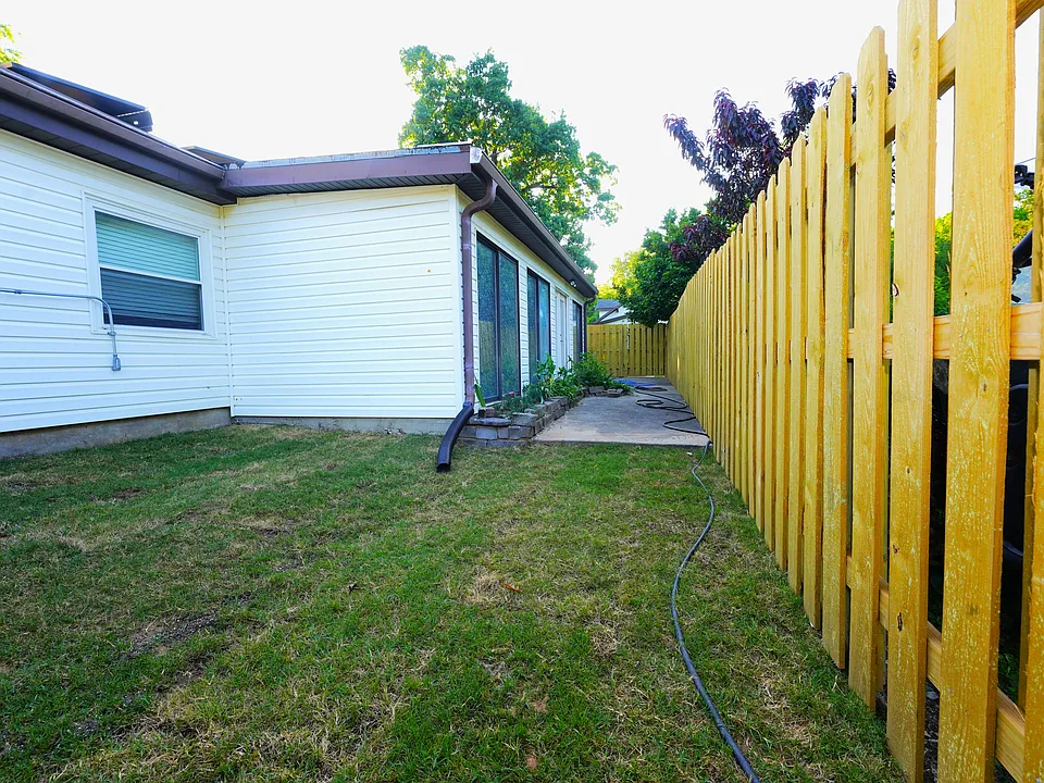 View down walk to sunroom