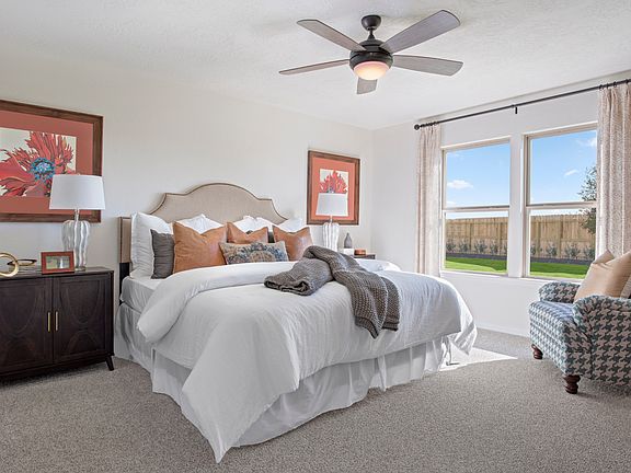 Plan 1675 Primary bedroom as modeled at Imperial Forest