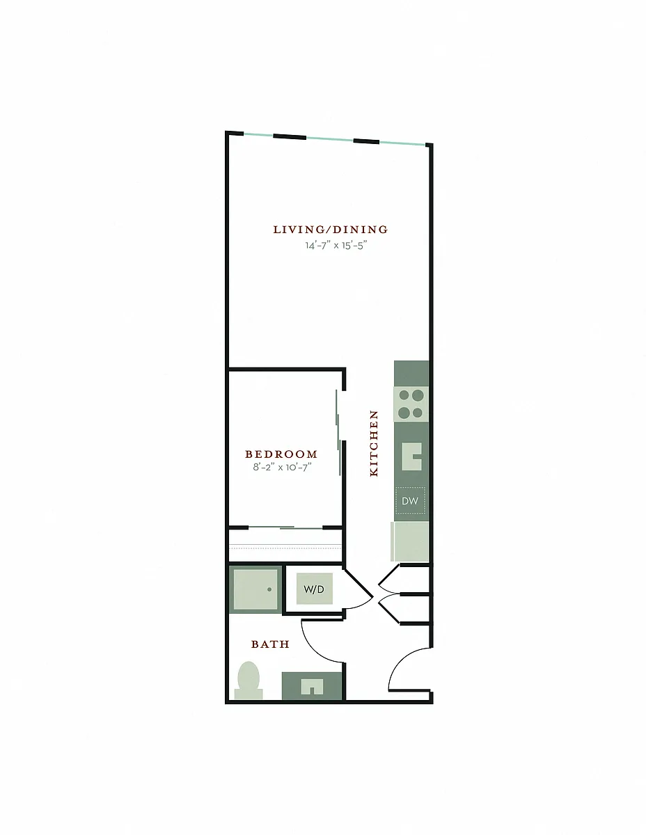 Floor plan Open One Bedroom J