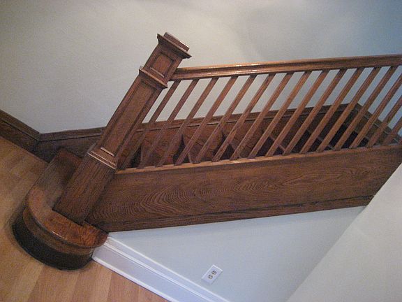 Polished wood stairway