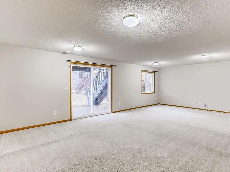 Finished lower level recreation room. Walkout basement to 13 x 12 patio.
