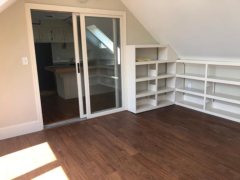 Alternate Angle Living Room with built-in shelving