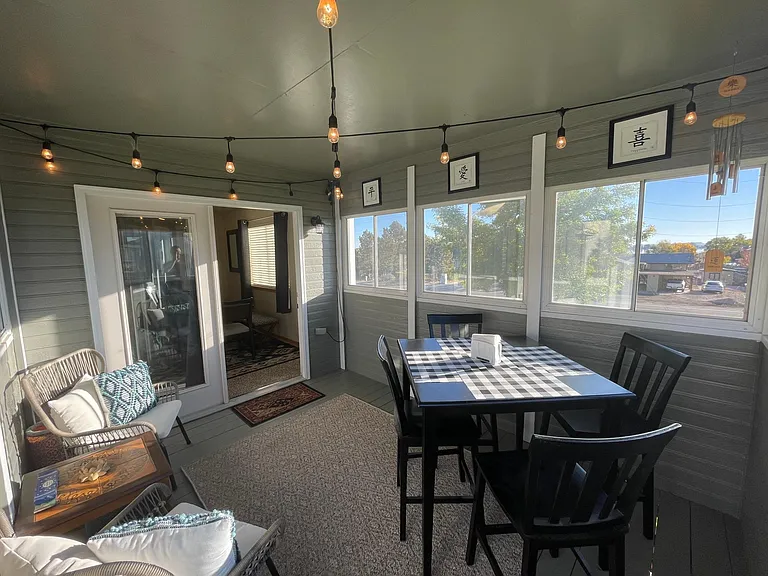 Great additional space for dining our lounging - views of the lake and fireworks