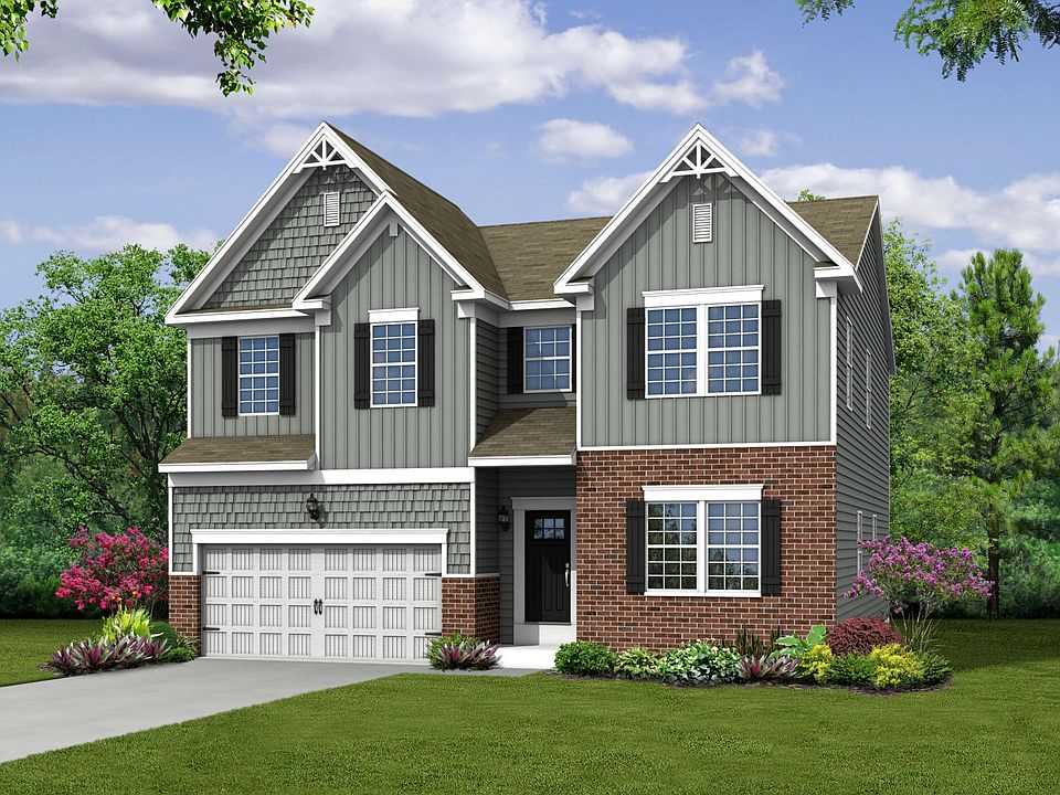 Elevation K Opt Victorian Partial Brick Front, Porch, Garage Door