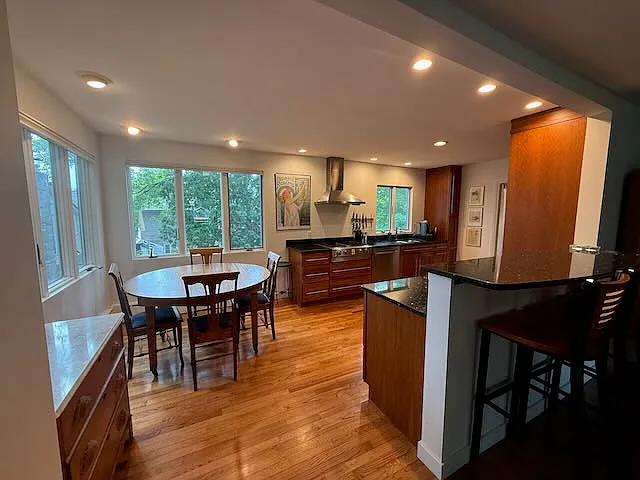 Dining area and kitchen.