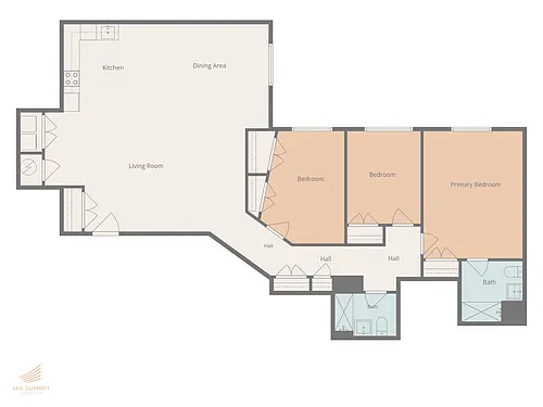 Floor plan Three Bed Two Bath - 05 Line - 8th to 9th Fl