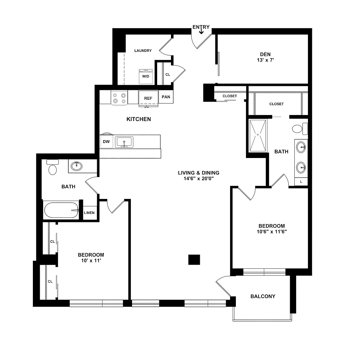 Floor plan 2 Bed/2 Bath