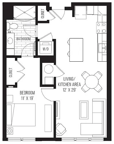 Floor plan 1 Bed/1 Bath-B3