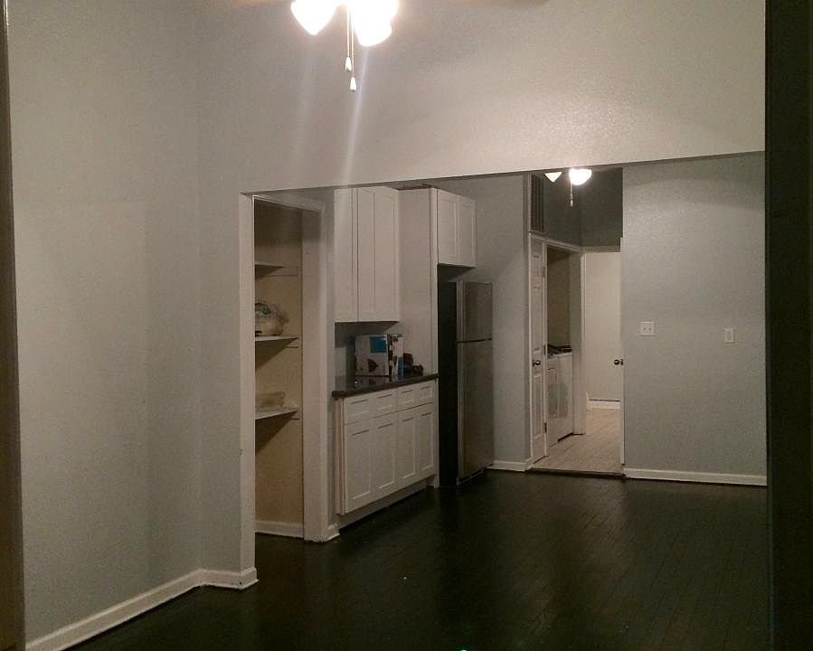 living room into kitchen