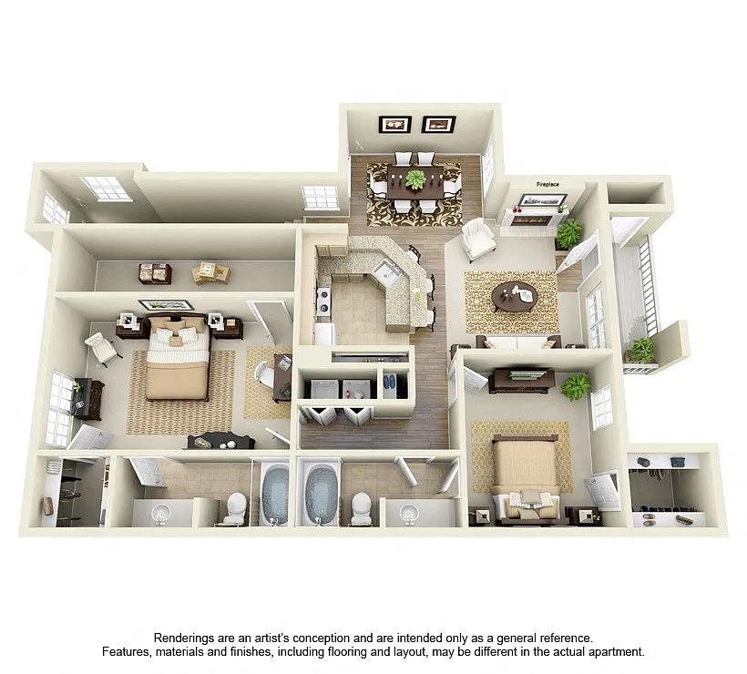 Floor plan Plan B1 - 2 Bed 2 Bath