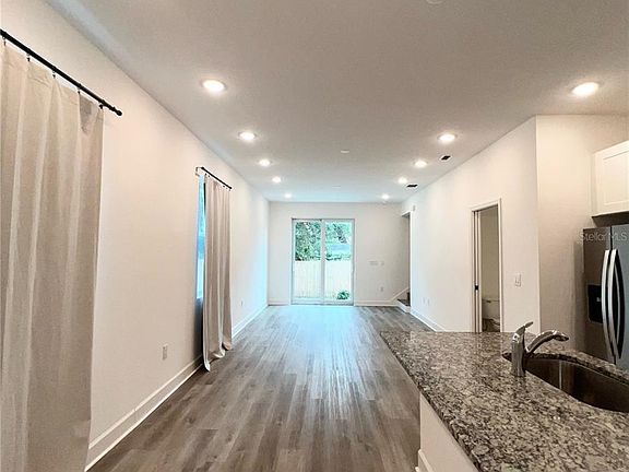 View from the entrance into the kitchen and living space