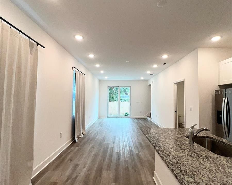View from the entrance into the kitchen and living space