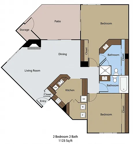 Floor plan 2 BR 2 BA