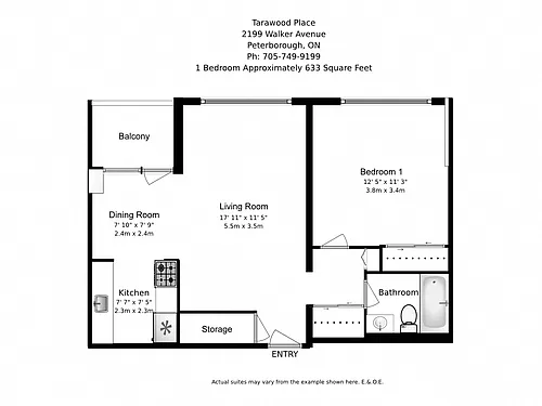 Floor plan 1 Bed 1 Bath A