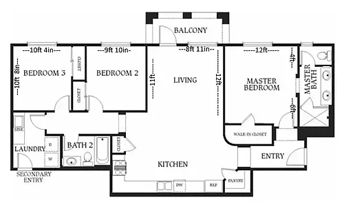Floor plan 3 Bedroom D