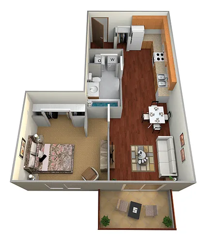Floor plan 1 Bed, 1 Bath