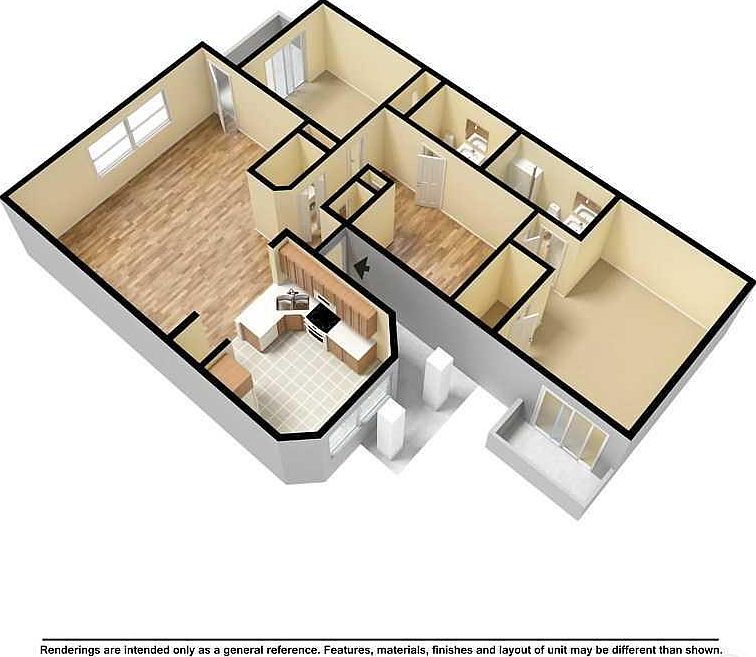2 beds/2 baths/Den